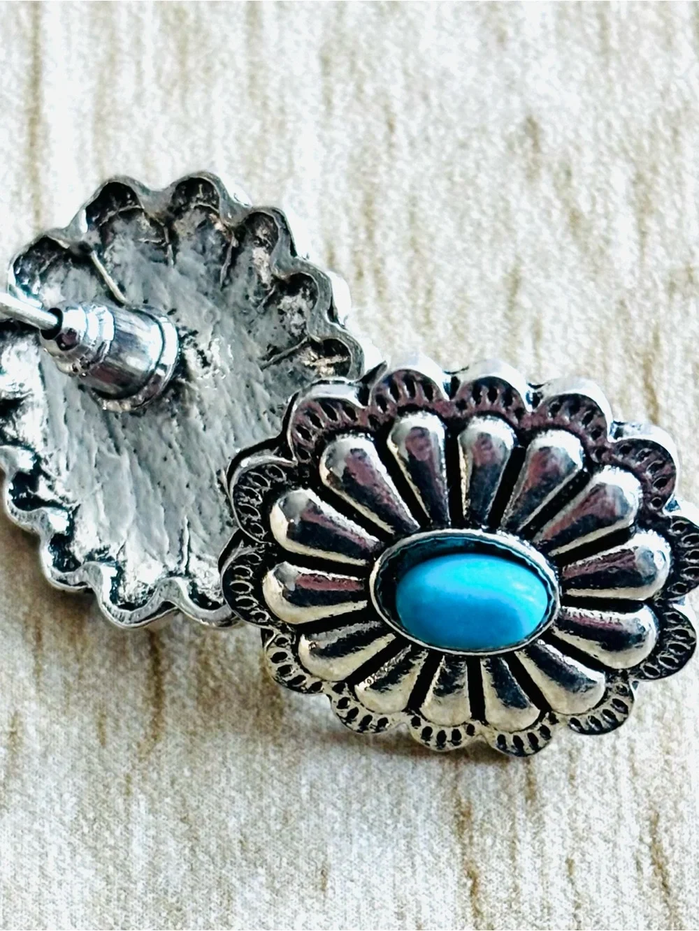 Turquoise Floral Earrings in Sterling Silver